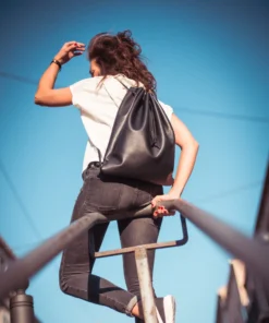 Leather Backpack " Roomy " - Black Color